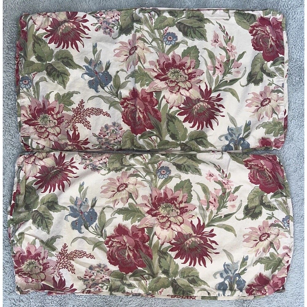Pottery Barn Marla Floral Linen & Cotton King Size Pillow Shams Set of 2 36X20”